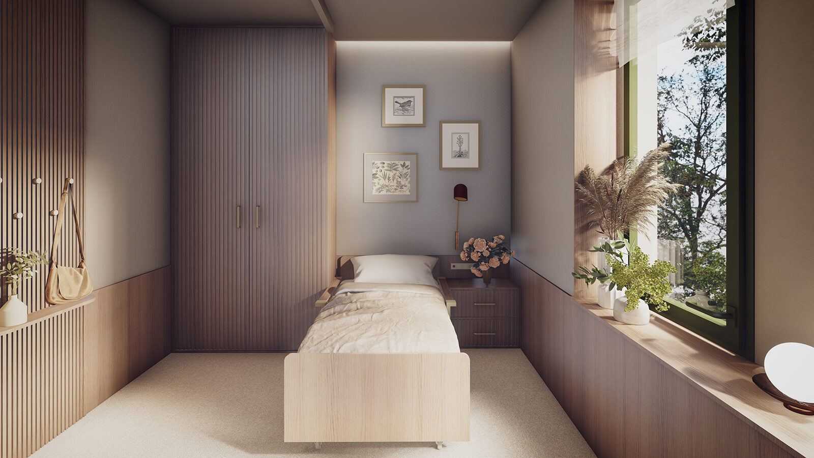 projekt centrum opiekuńczo mieszkalnego Wrocław wnętrze z materiałami wspierającymi komfort i wyciszenie