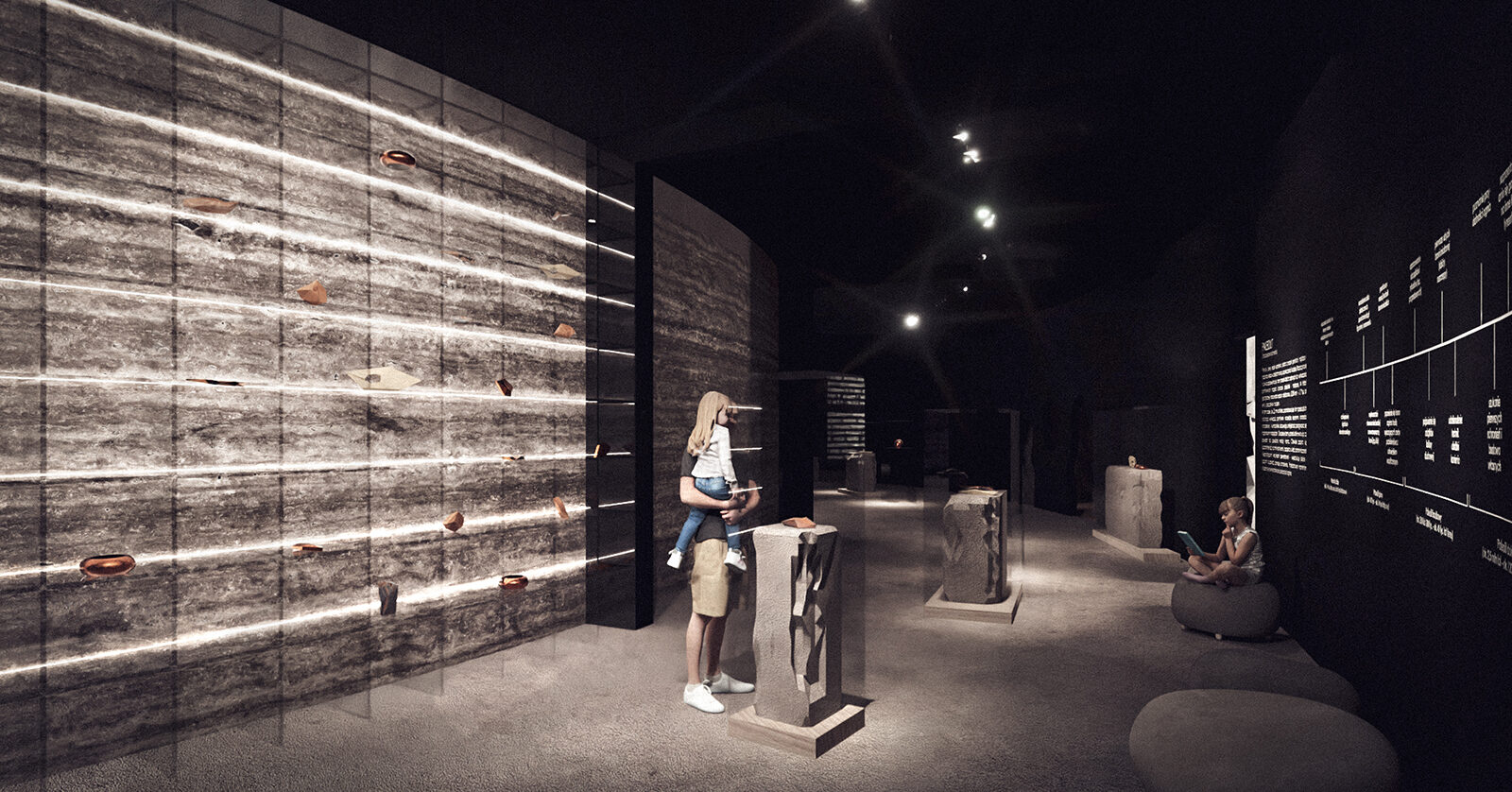 projekt pawilonu ekspozycyjnego Biskupin wizualizacja sciezka zwiedzania w formie okregu