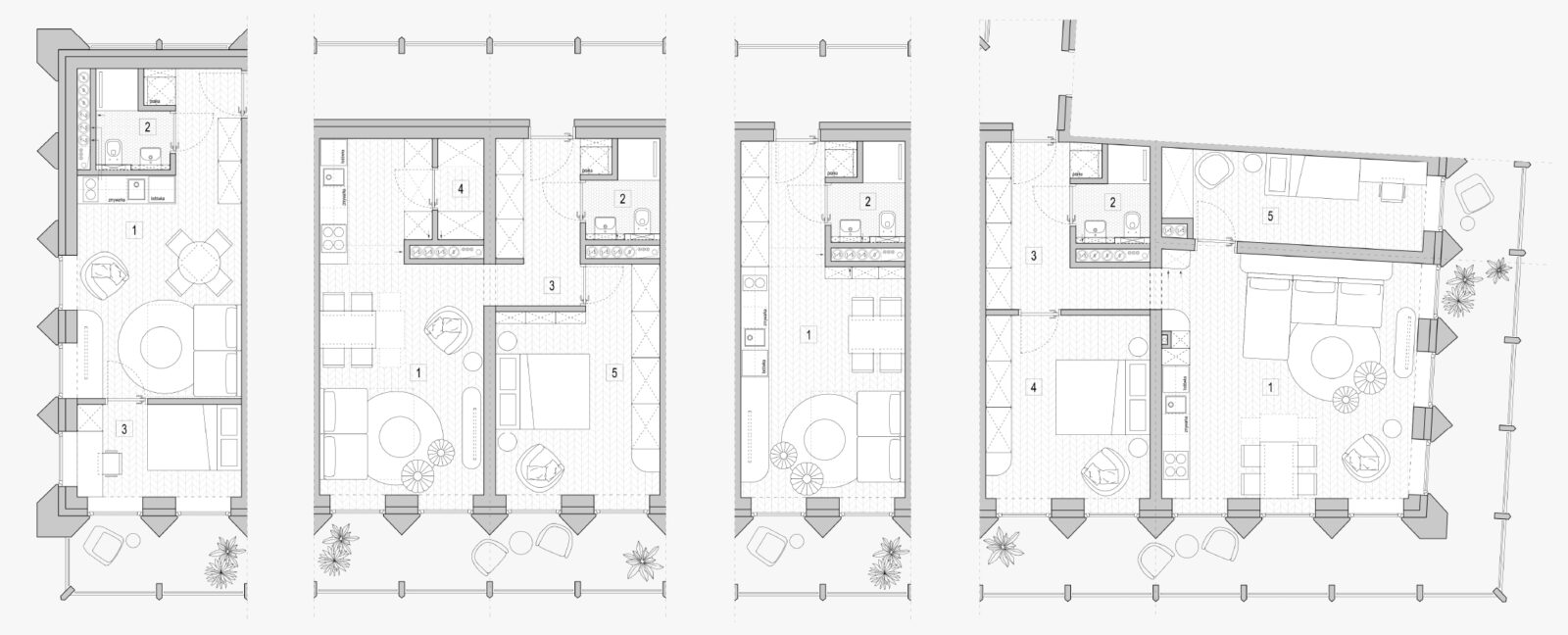 projekt zabudowy mieszkaniowej wielorodzinnej Wrocław rzut modułowy układ mieszkań